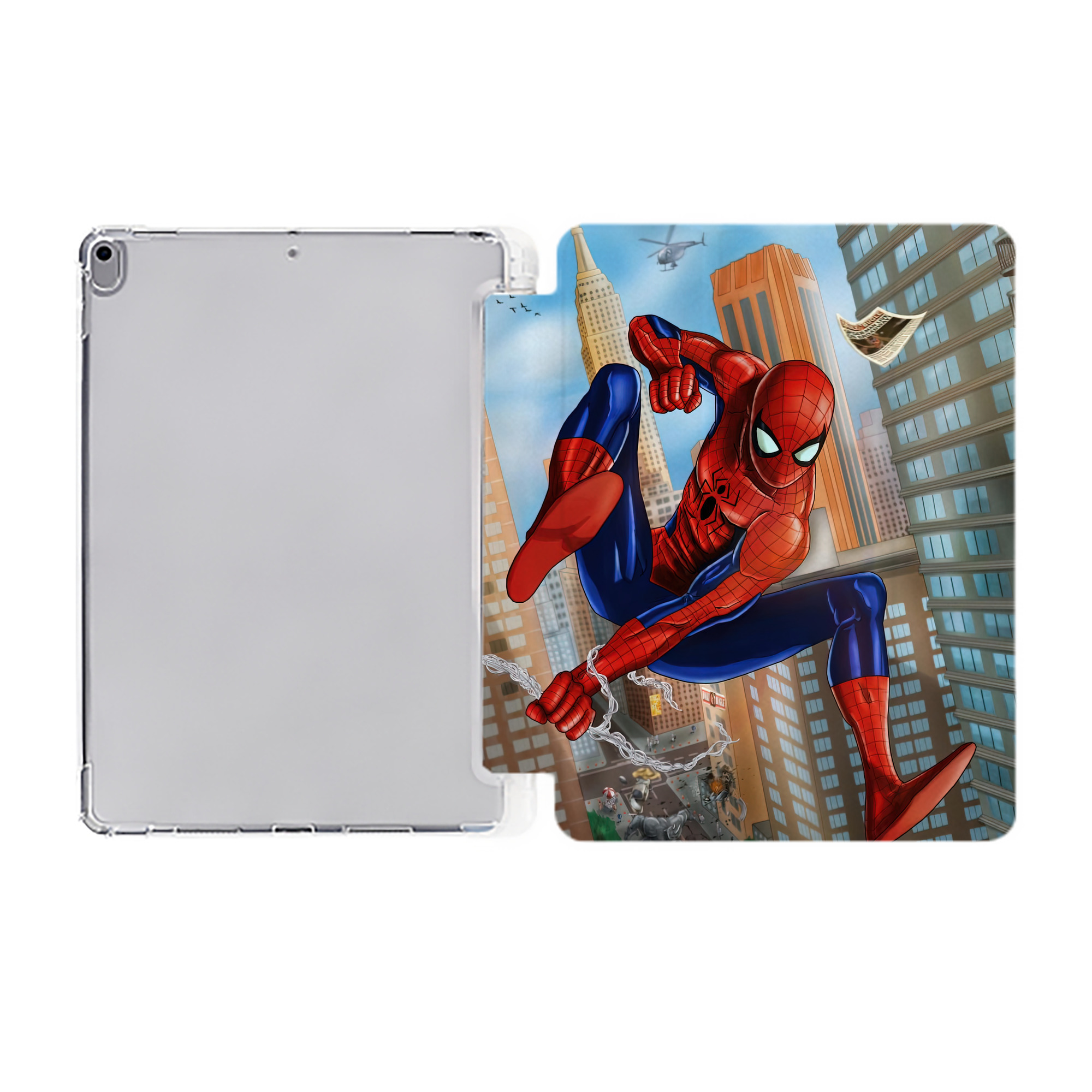 （画像用） Spider Man スパイダーマン IPad ケース ペン収納付き 三つ折りスタンド PUレザー×シリコン 対応機種9.5/10.5/10.9インチ